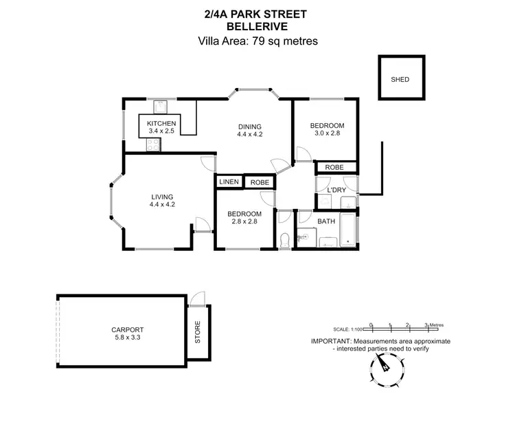 Floorplan of Homely villa listing, 2/4a Park Street, Bellerive TAS 7018