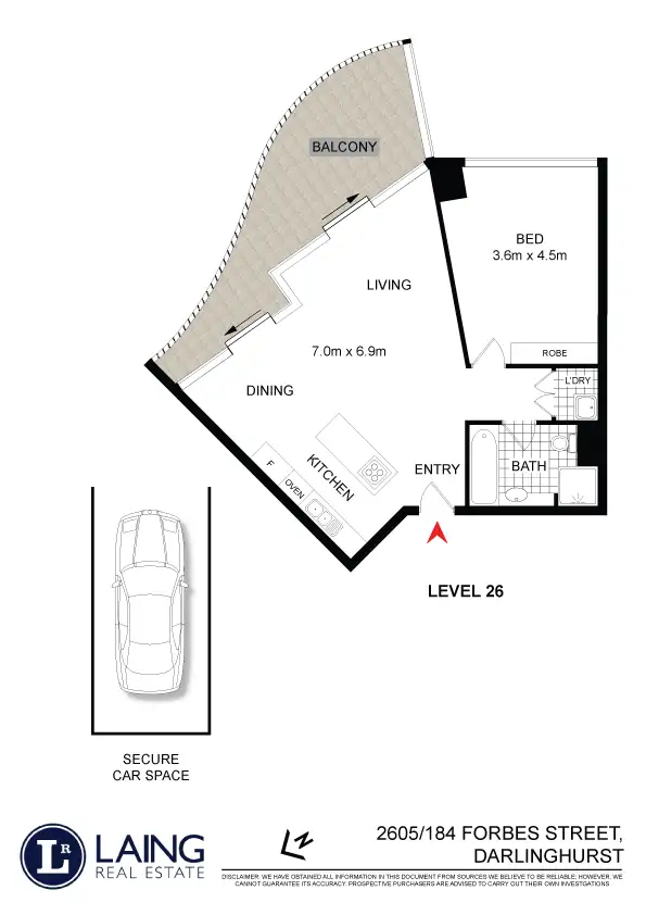 Floorplan of Homely apartment listing, 2605/184 Forbes Street, Darlinghurst NSW 2010