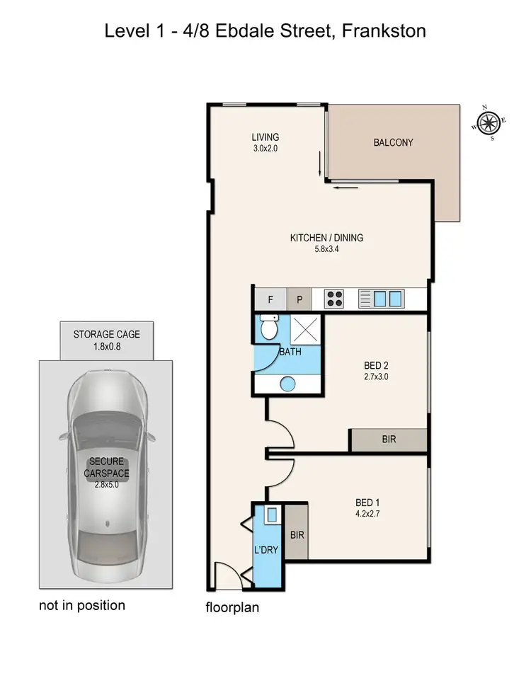 Floorplan of Homely apartment listing, Level 1,4/8 Ebdale Street, Frankston VIC 3199