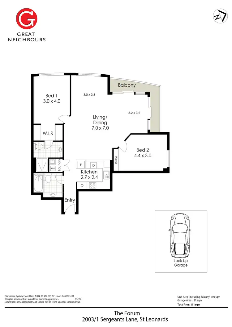 Floorplan of Homely apartment listing, 2003/1 Sergeants Lane, St Leonards NSW 2065