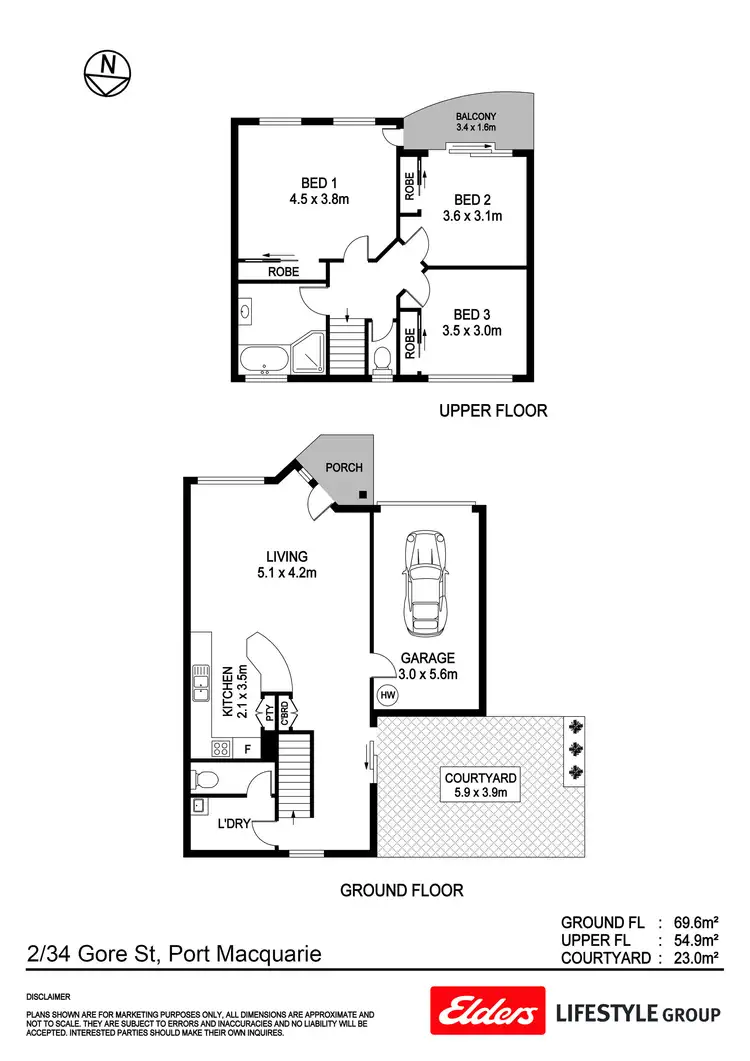Floorplan of Homely townhouse listing, 2/34 Gore Street, Port Macquarie NSW 2444