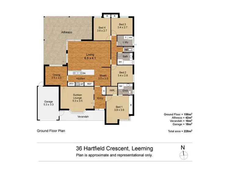 Floorplan of Homely house listing, 36 Hartfield Crescent, Leeming WA 6149