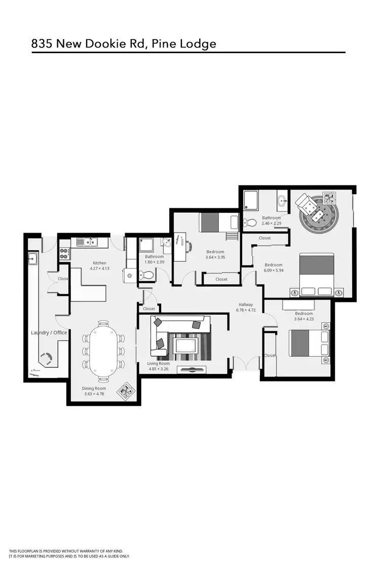 Floorplan of Homely rural property listing, 835 New Dookie Road, Pine Lodge VIC 3631