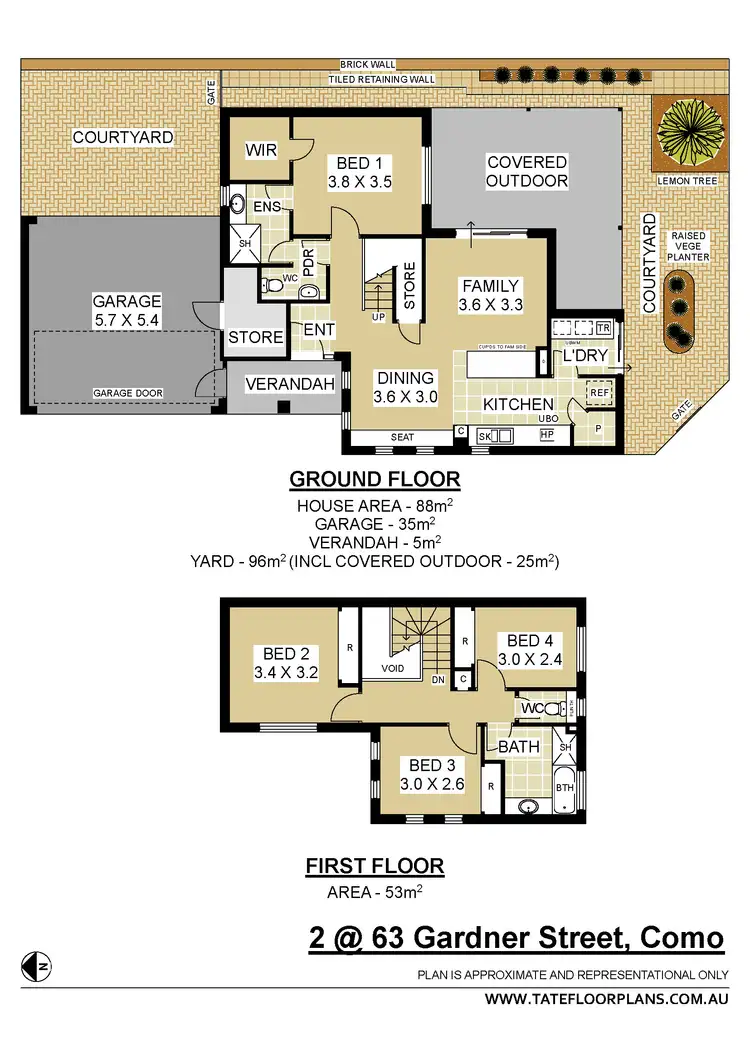 Floorplan of Homely townhouse listing, 2/63 Gardner St, Como WA 6152