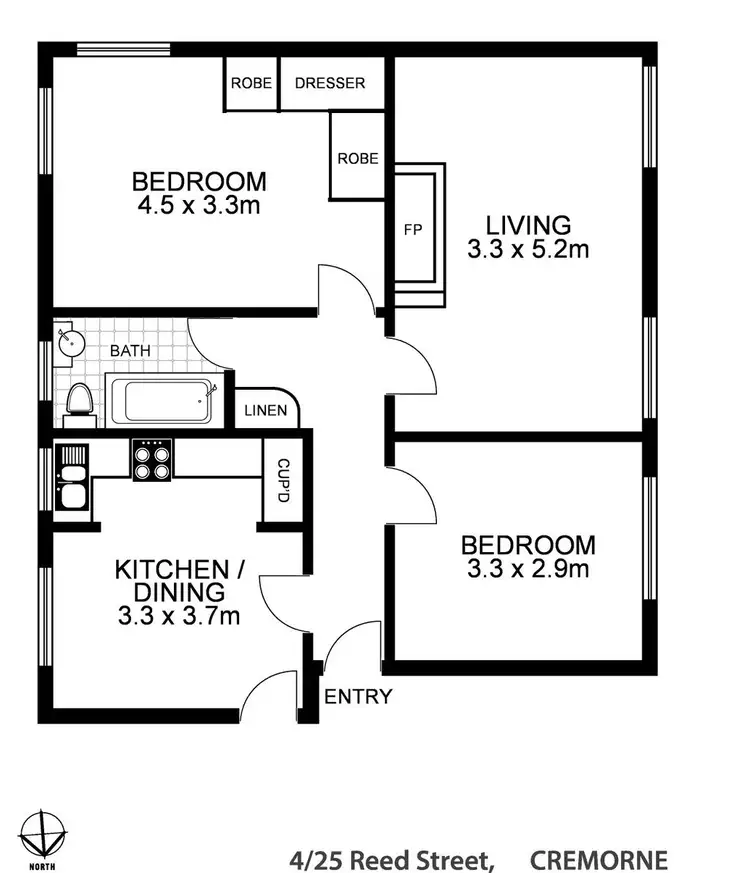 Floorplan of Homely apartment listing, 4/25 Reed Street, Cremorne NSW 2090