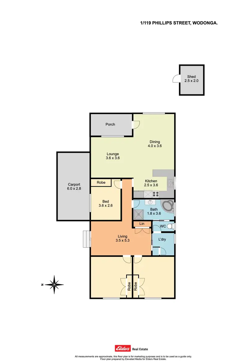 Floorplan of Homely unit listing, 1/119 Phillips Street, Wodonga VIC 3690