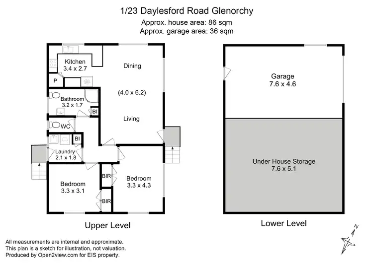Floorplan of Homely villa listing, 1/23 Daylesford Road, Glenorchy TAS 7010