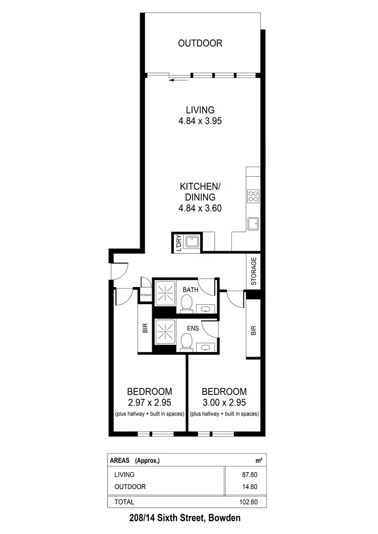 Floorplan of Homely apartment listing, 208/14 Sixth Street, Bowden SA 5007