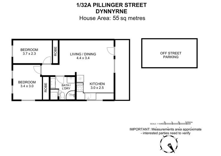 Floorplan of Homely house listing, 1/32A Pillinger Street, Dynnyrne TAS 7005