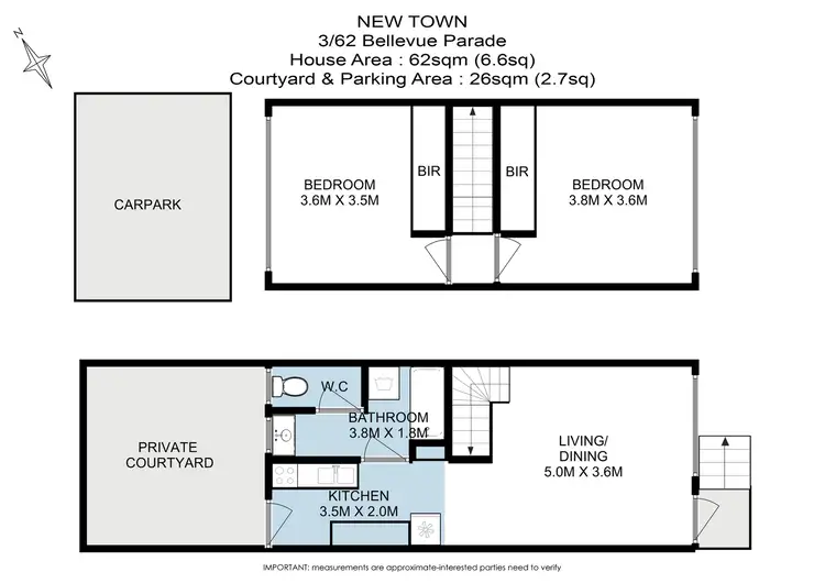 Floorplan of Homely townhouse listing, 3/62 Bellevue Parade, New Town TAS 7008