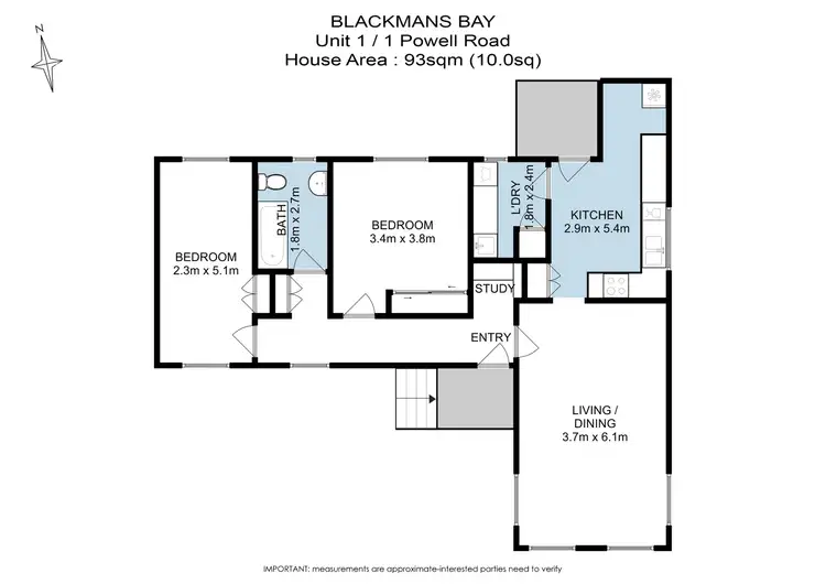 Floorplan of Homely unit listing, 1/1 Powell Road, Blackmans Bay TAS 7052