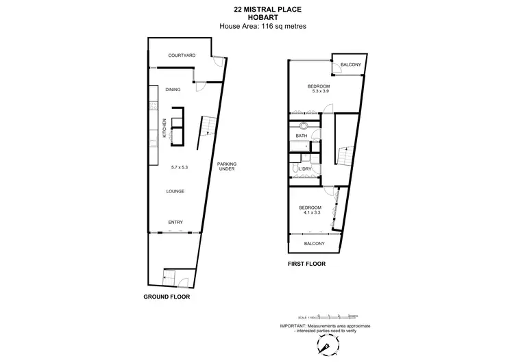 Floorplan of Homely townhouse listing, 22 Mistral Place, Hobart TAS 7000
