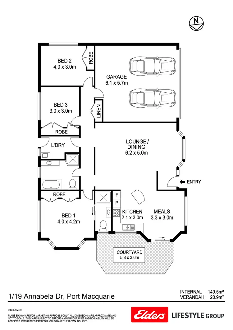 Floorplan of Homely villa listing, 1/19 Annabella Drive, Port Macquarie NSW 2444