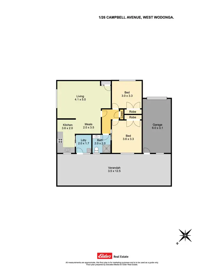 Floorplan of Homely unit listing, 1/26 Campbell Avenue, Wodonga VIC 3690