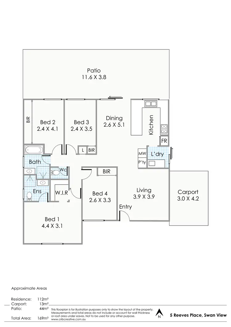 Floorplan of Homely house listing, 5 Reeves Place, Swan View WA 6056
