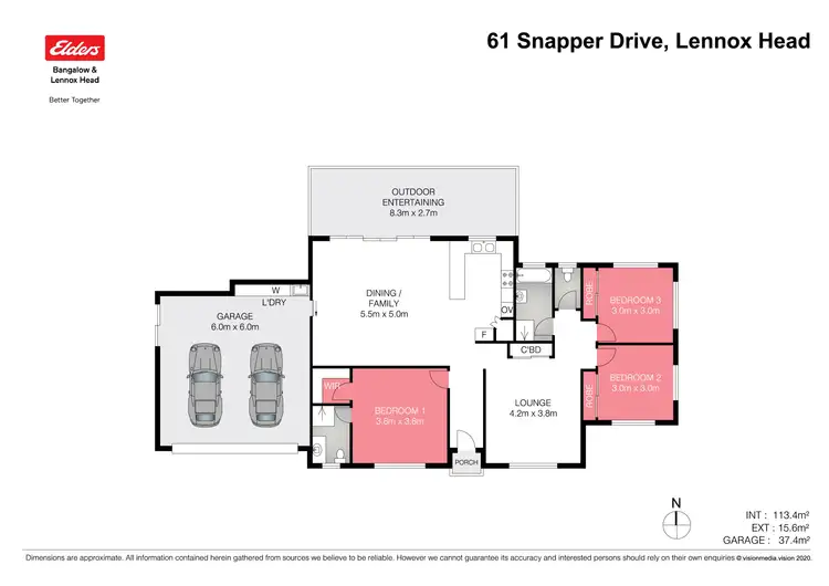 Floorplan of Homely semi-detached listing, 61 Snapper Drive, Lennox Head NSW 2478
