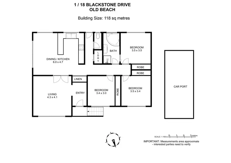 Floorplan of Homely unit listing, 1/18 Blackstone Drive, Old Beach TAS 7017