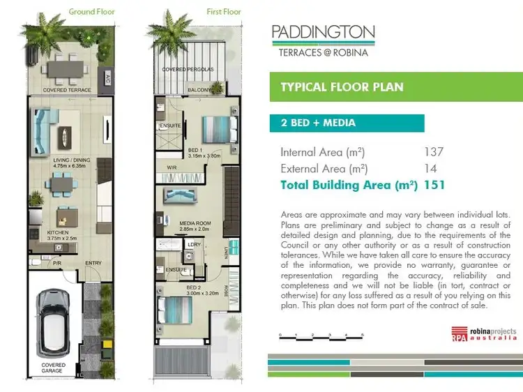 Floorplan of Homely townhouse listing, 24 The Gardenway, Robina QLD 4226