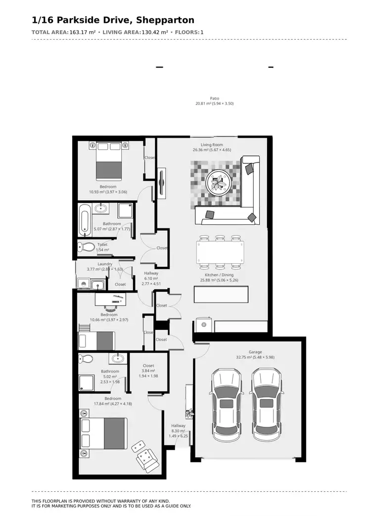 Floorplan of Homely house listing, 1/16 Parkside Drive, Shepparton VIC 3630