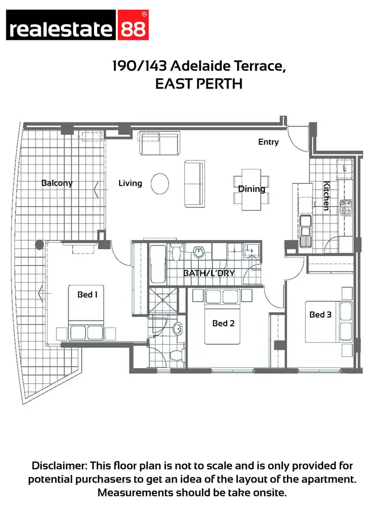 Floorplan of Homely apartment listing, 190/143 Adelaide Terrace, East Perth WA 6004
