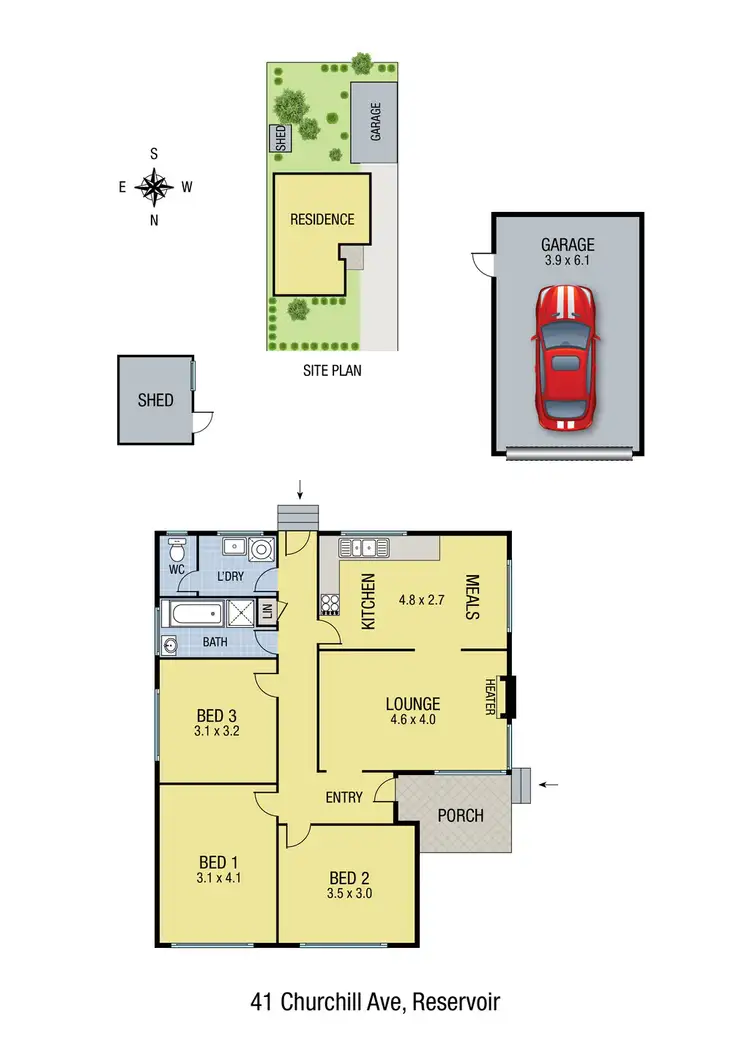Floorplan of Homely house listing, 41 Churchill Avenue, Reservoir VIC 3073