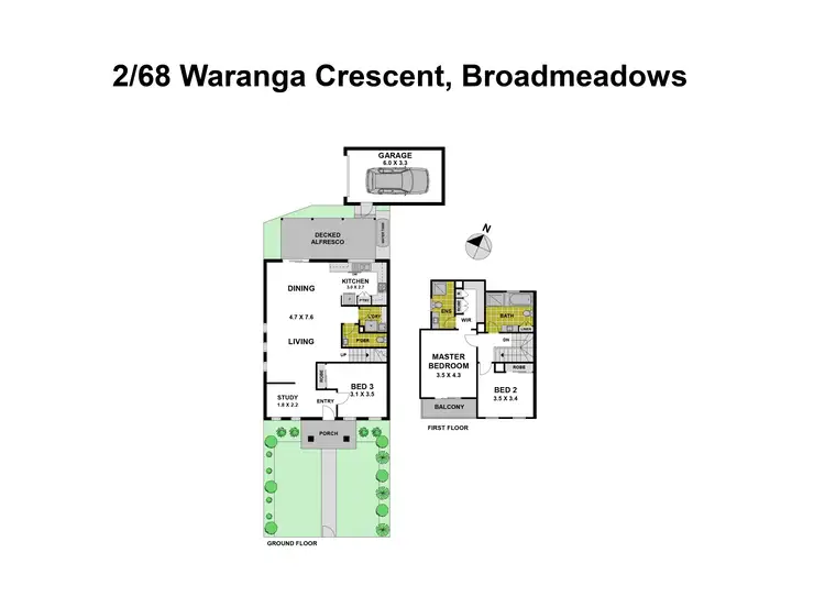 Floorplan of Homely townhouse listing, 2/68 Waranga Crescent, Broadmeadows VIC 3047
