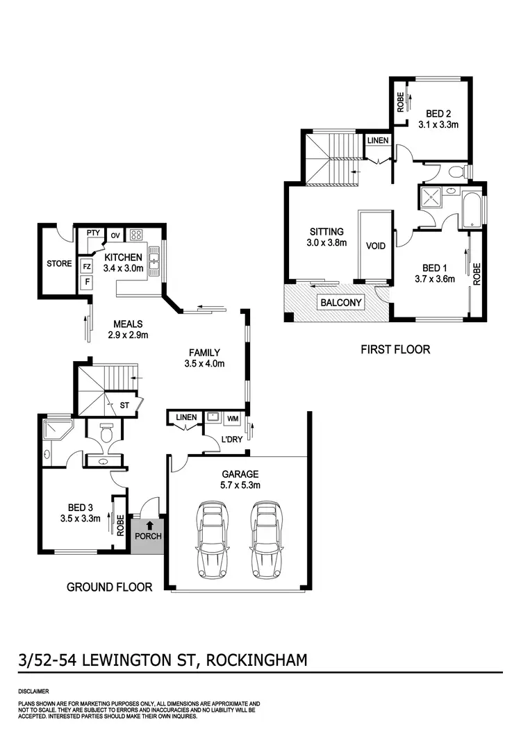Floorplan of Homely townhouse listing, 3/52-54 Lewington Street, Rockingham WA 6168