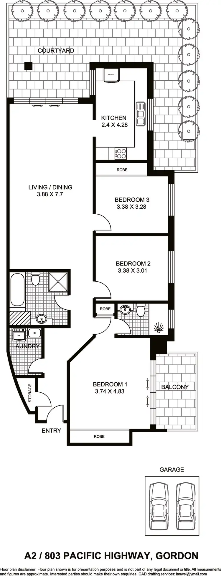 Floorplan of Homely unit listing, A2/803-805 Pacific Highway, Gordon NSW 2072