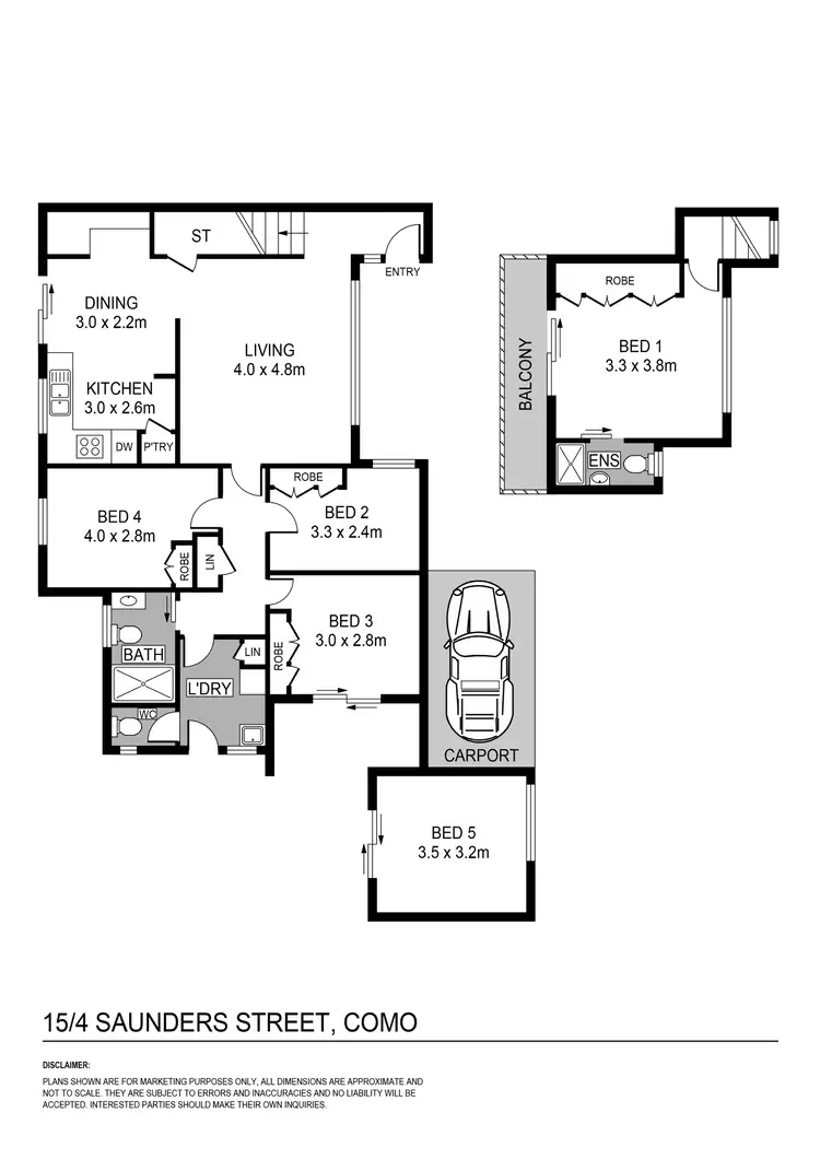 Floorplan of Homely townhouse listing, 1/54 Saunders Street, Como WA 6152