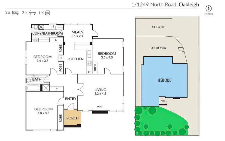Floorplan of Homely unit listing, 1/1249 North Road, Oakleigh VIC 3166