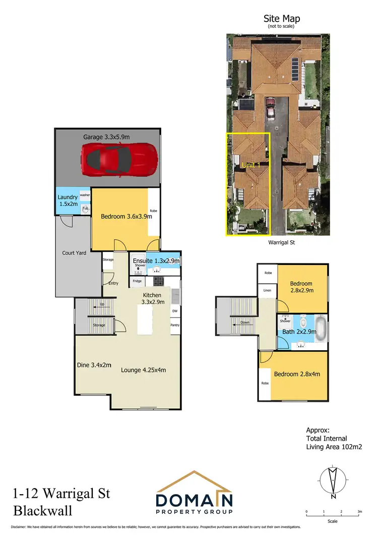 Floorplan of Homely townhouse listing, 1/12 Warrigal Street, Blackwall NSW 2256
