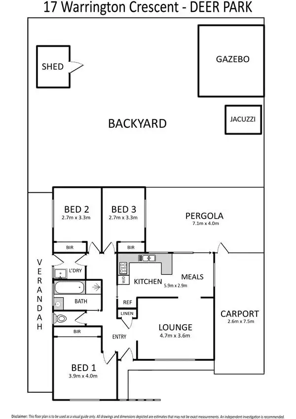 Floorplan of Homely house listing, 17 Warrington Crescent, Deer Park VIC 3023