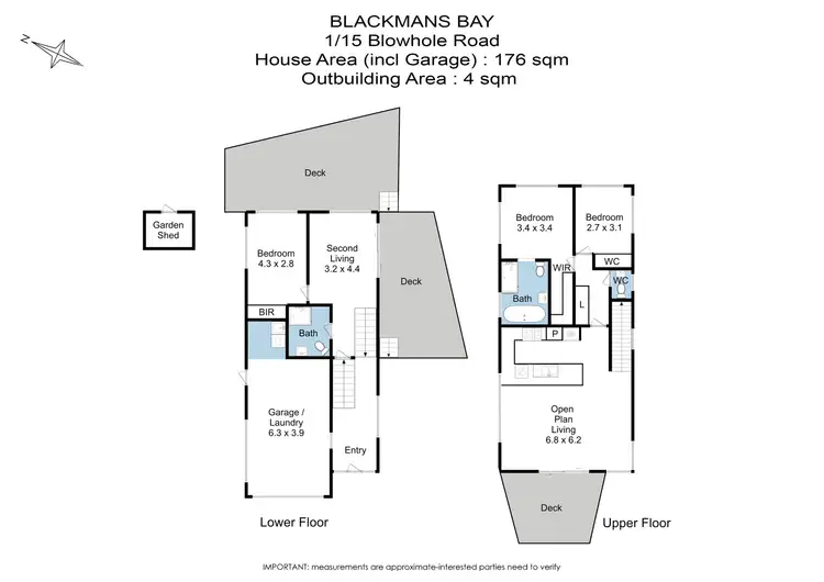 Floorplan of Homely townhouse listing, 1/15 Blowhole Road, Blackmans Bay TAS 7052