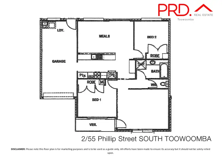 Floorplan of Homely unit listing, 2/55 Phillip Street, South Toowoomba QLD 4350