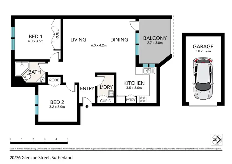 Floorplan of Homely unit listing, 20/76 Glencoe Street, Sutherland NSW 2232