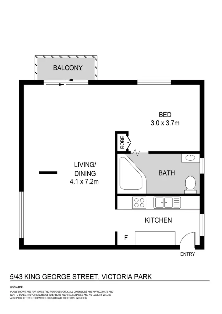 Floorplan of Homely studio listing, 5/43 King George Street, Victoria Park WA 6100
