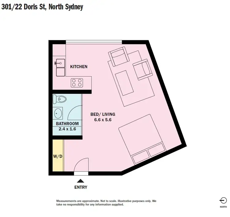 Floorplan of Homely studio listing, 301/22 Doris Street, North Sydney NSW 2060