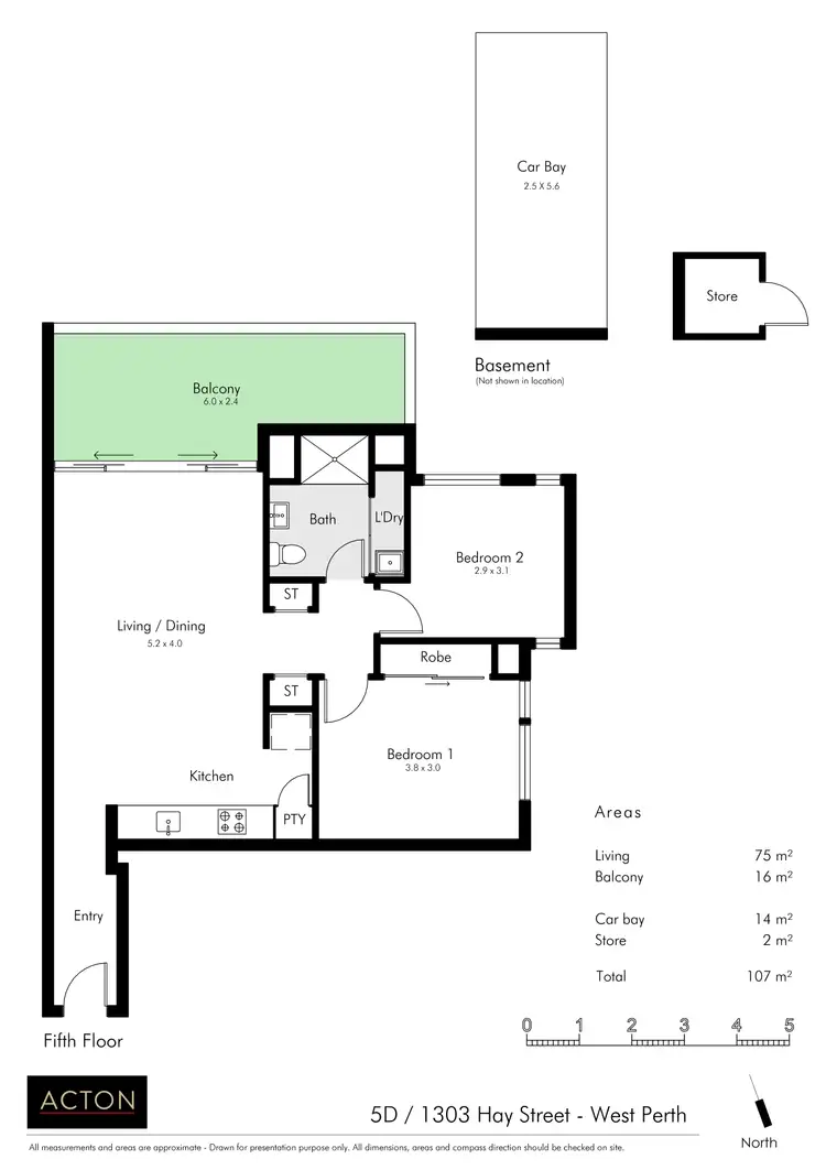 Floorplan of Homely apartment listing, 5D/1303 Hay Street, West Perth WA 6005