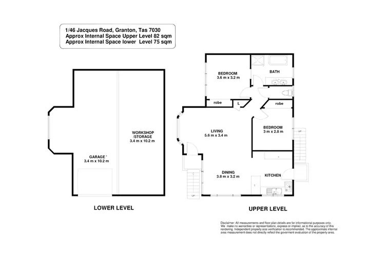 Floorplan of Homely townhouse listing, 1/46 Jacques Road, Granton TAS 7030