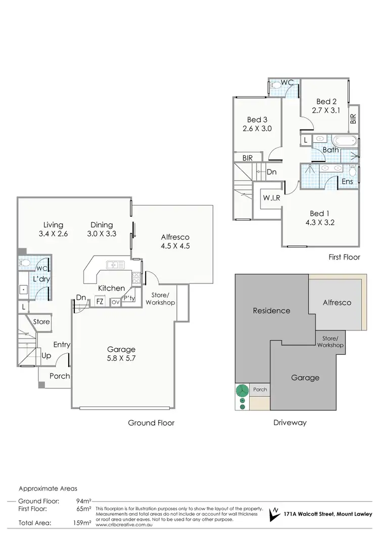Floorplan of Homely townhouse listing, 171A Walcott Street, Mount Lawley WA 6050