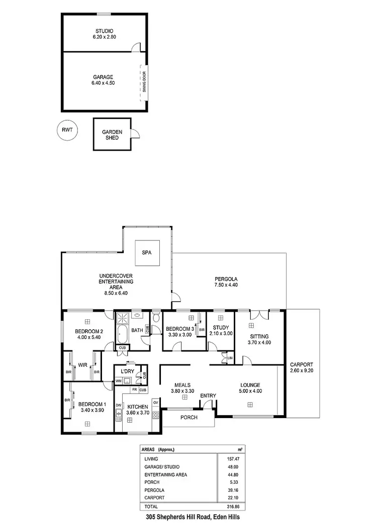 Floorplan of Homely house listing, 305 Shepherds Hill Road, Eden Hills SA 5050