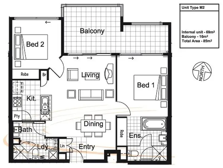 Floorplan of Homely apartment listing, 2302/92 Quay Street, Brisbane City QLD 4000