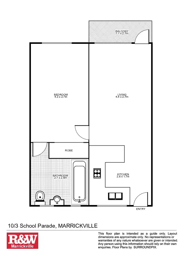Floorplan of Homely unit listing, 10/3 School Parade, Marrickville NSW 2204