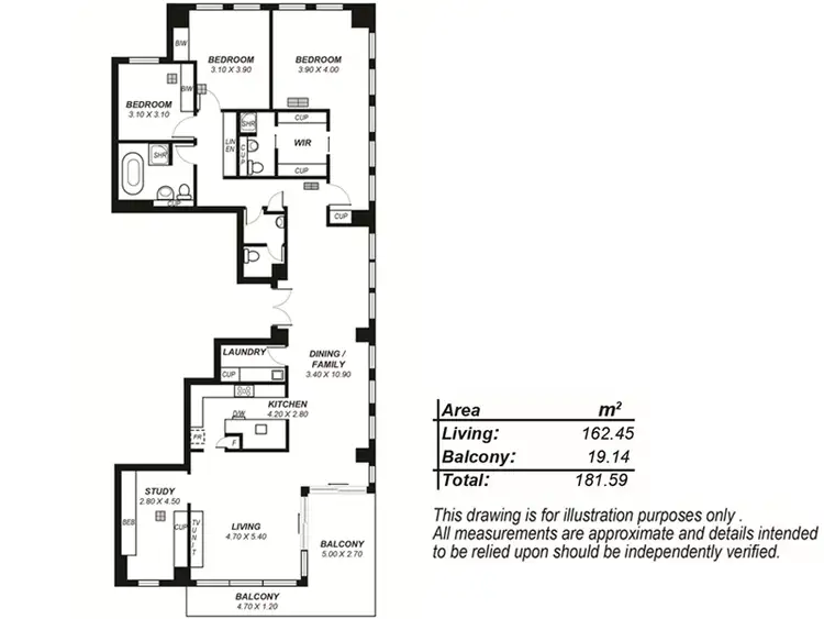Floorplan of Homely apartment listing, 1401/176-186 Morphett Street, Adelaide SA 5000