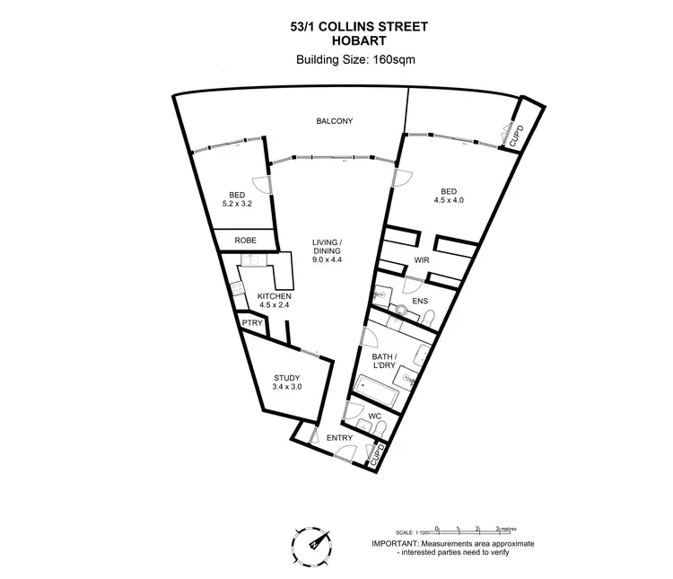 Floorplan of Homely unit listing, 53/1 Collins Street, Hobart TAS 7000
