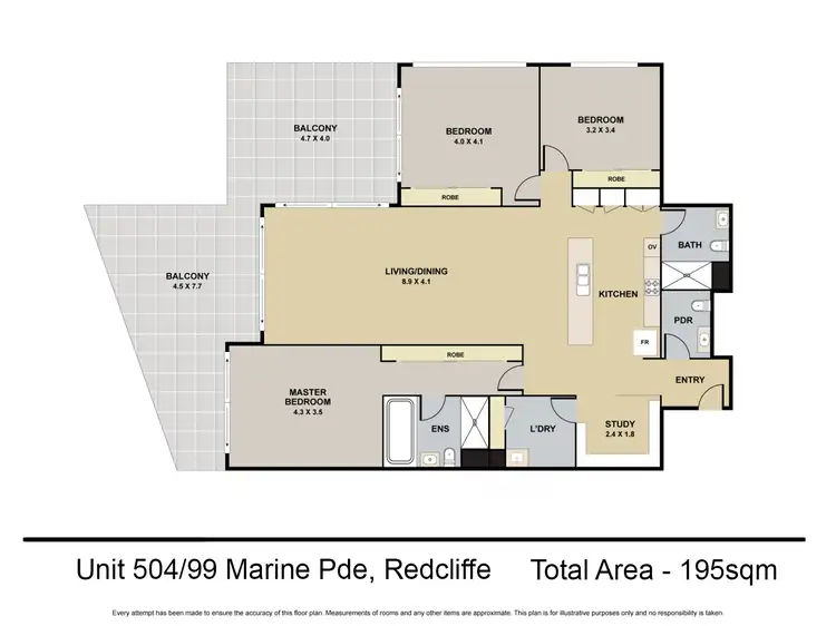 Floorplan of Homely unit listing, 504/99 Marine Parade, Redcliffe QLD 4020