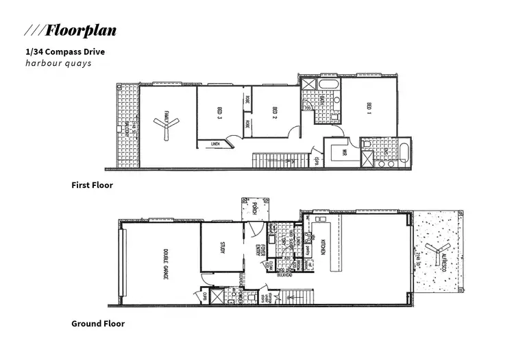 Floorplan of Homely semi-detached listing, 1/34 Compass Drive, Biggera Waters QLD 4216