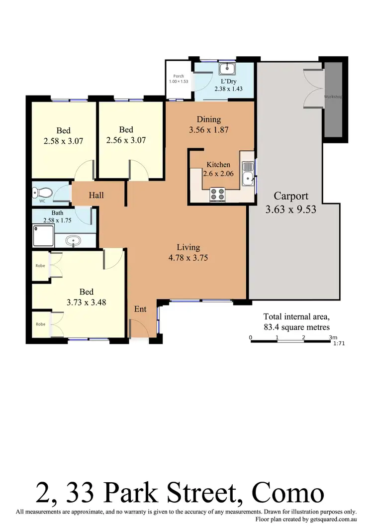 Floorplan of Homely villa listing, 2/33 Park Street, Como WA 6152