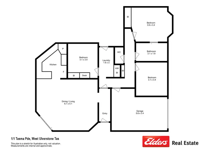 Floorplan of Homely unit listing, Unit 1 - 1 Tasma Parade, West Ulverstone TAS 7315