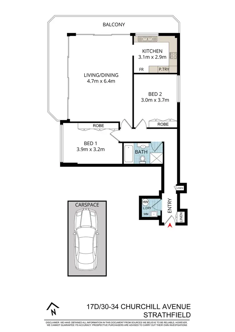 Floorplan of Homely apartment listing, 17d/30-34 CHURCHILL AVENUE, Strathfield NSW 2135